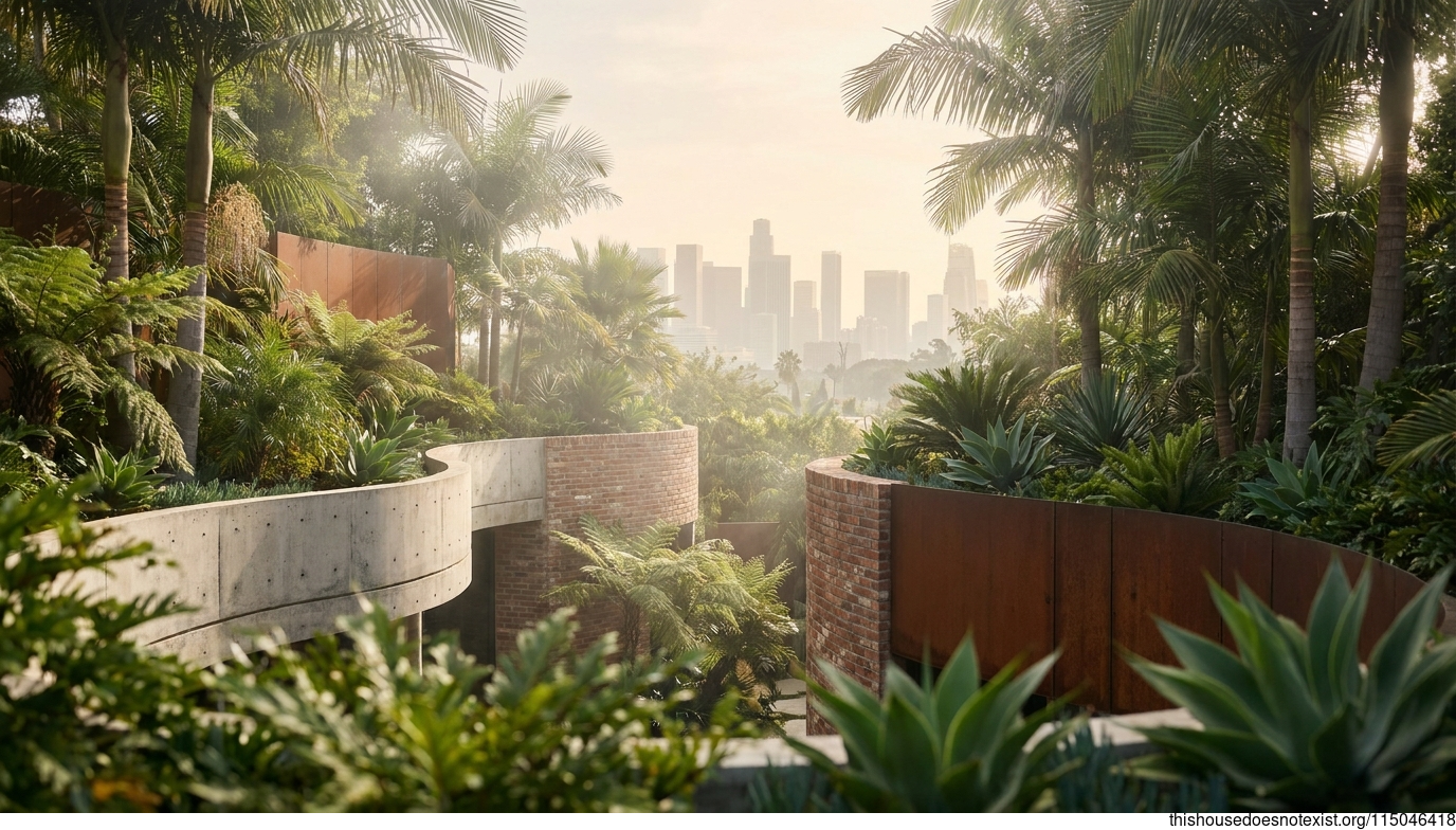 Curved Concrete Garden, Los Angeles Noon