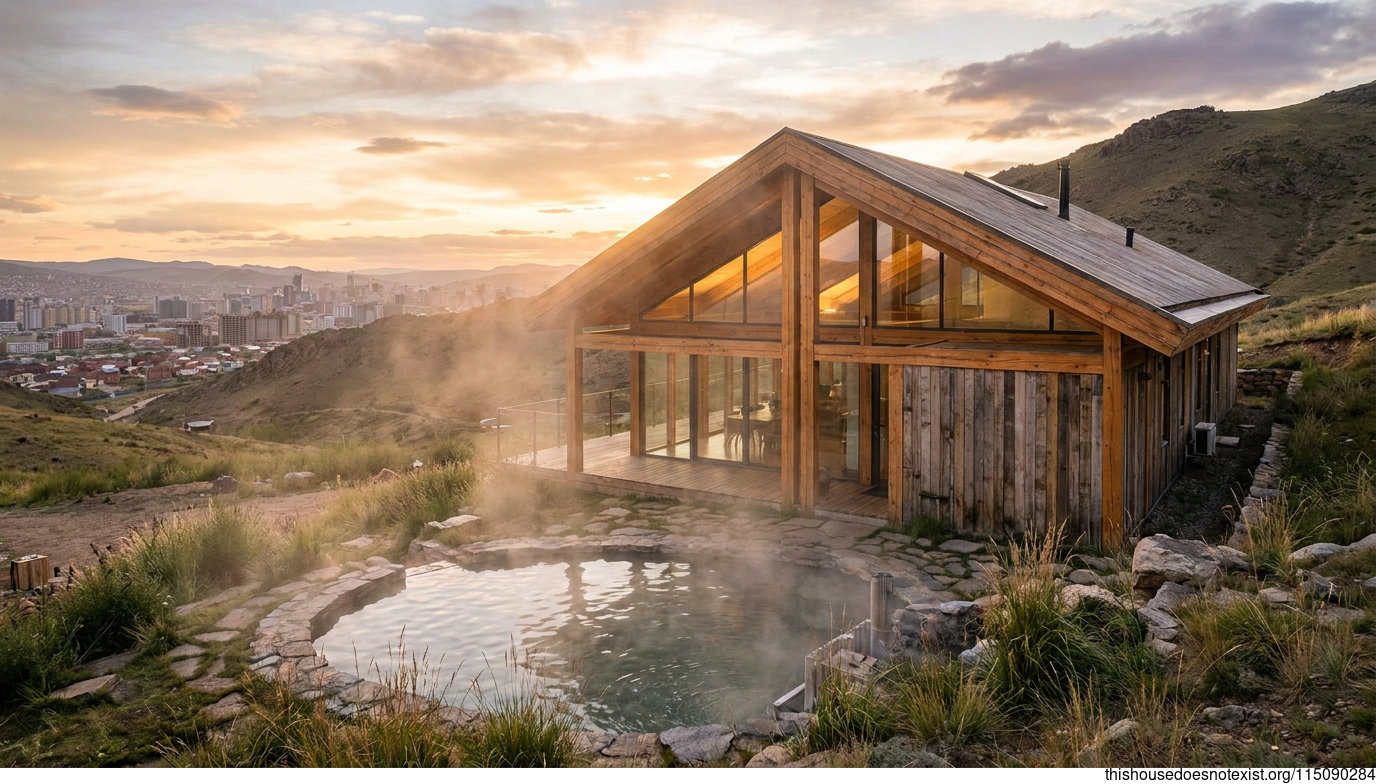 Modern Eco Home at Ulaanbaatar Sunset