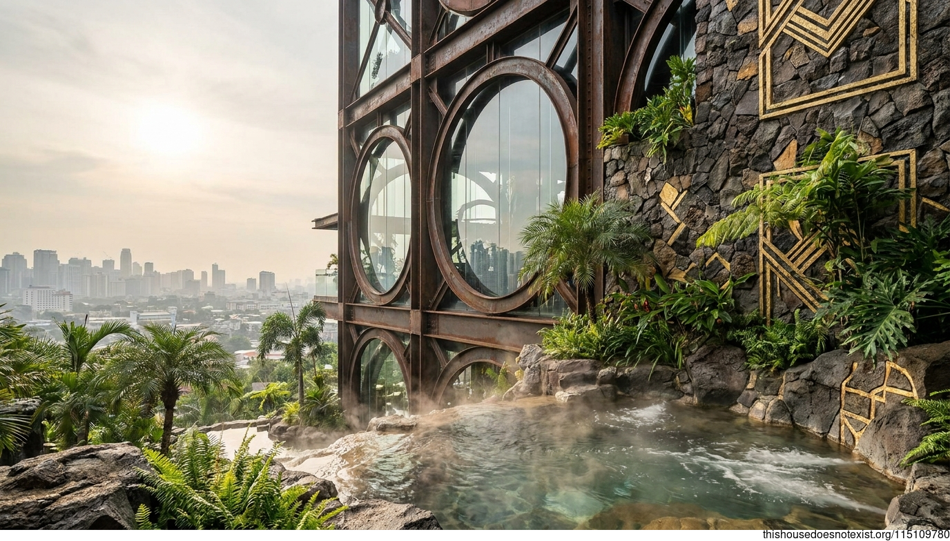 Circular Glass Steel Manila Maximalist House