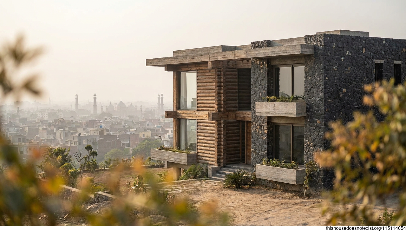 Brutalist Circular Cedar House Lahore