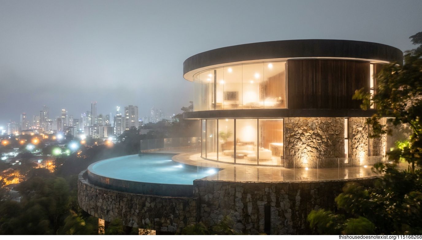 Futuristic Circular Glass Night Residence