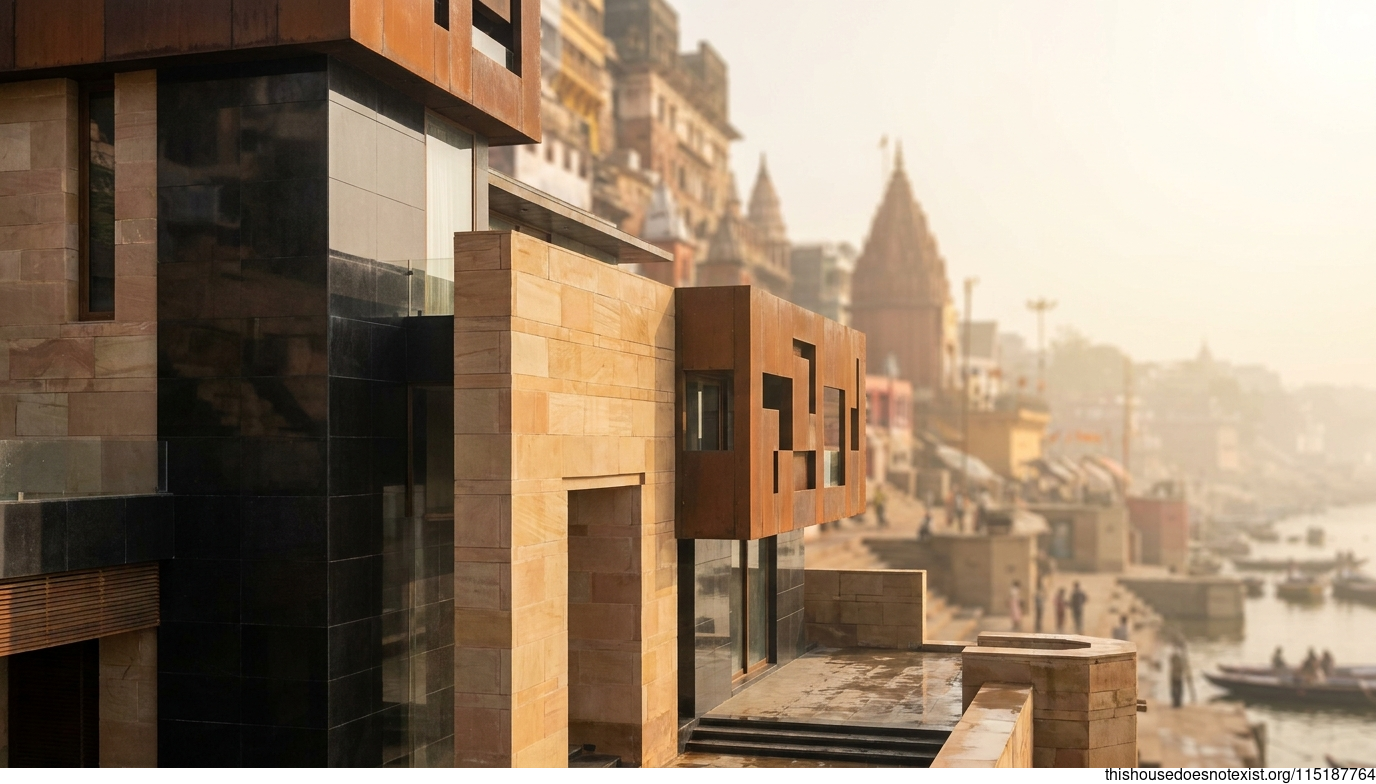 Futuristic Black Stone House, Varanasi