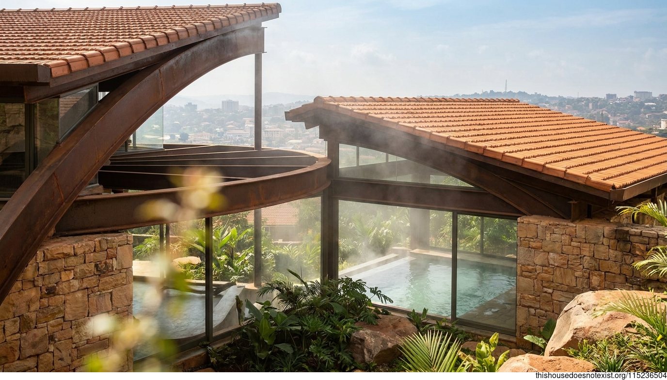 Curved Steel Villa Over Hot Springs