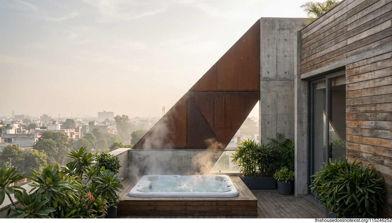 Brutalist Concrete House with Hot Tub
