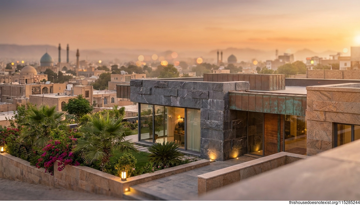 Polished Slate Copper Tropical Sunset House