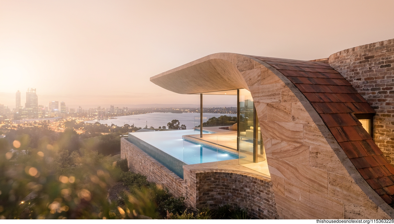 Futuristic Minimalist Stone House, Perth Daylight