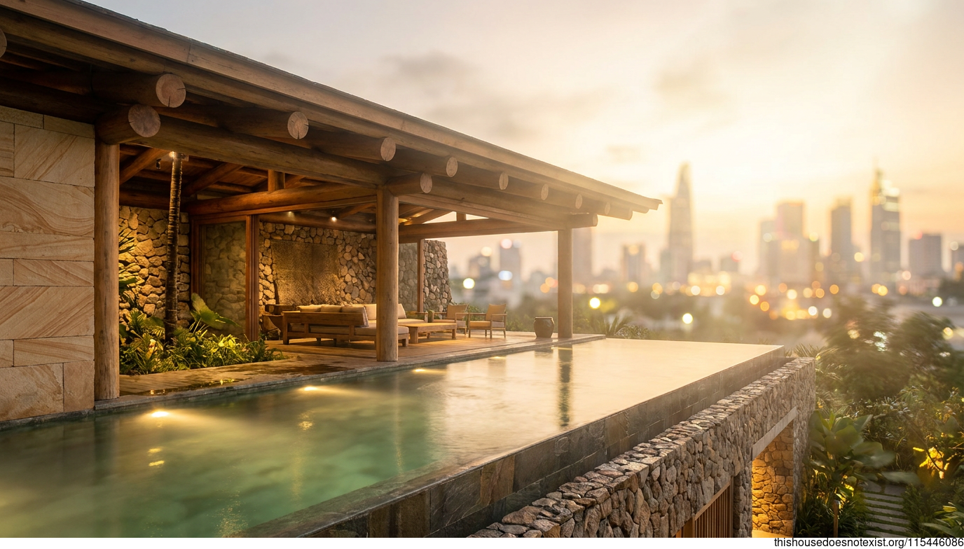 Circular Infinity Pool Sunset