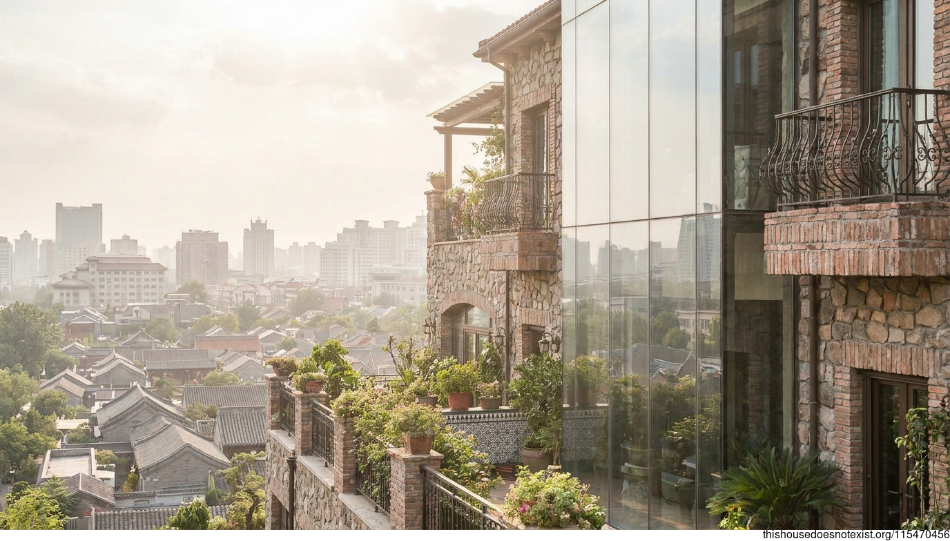 Beijing Maximalist Mediterranean Home Exterior
