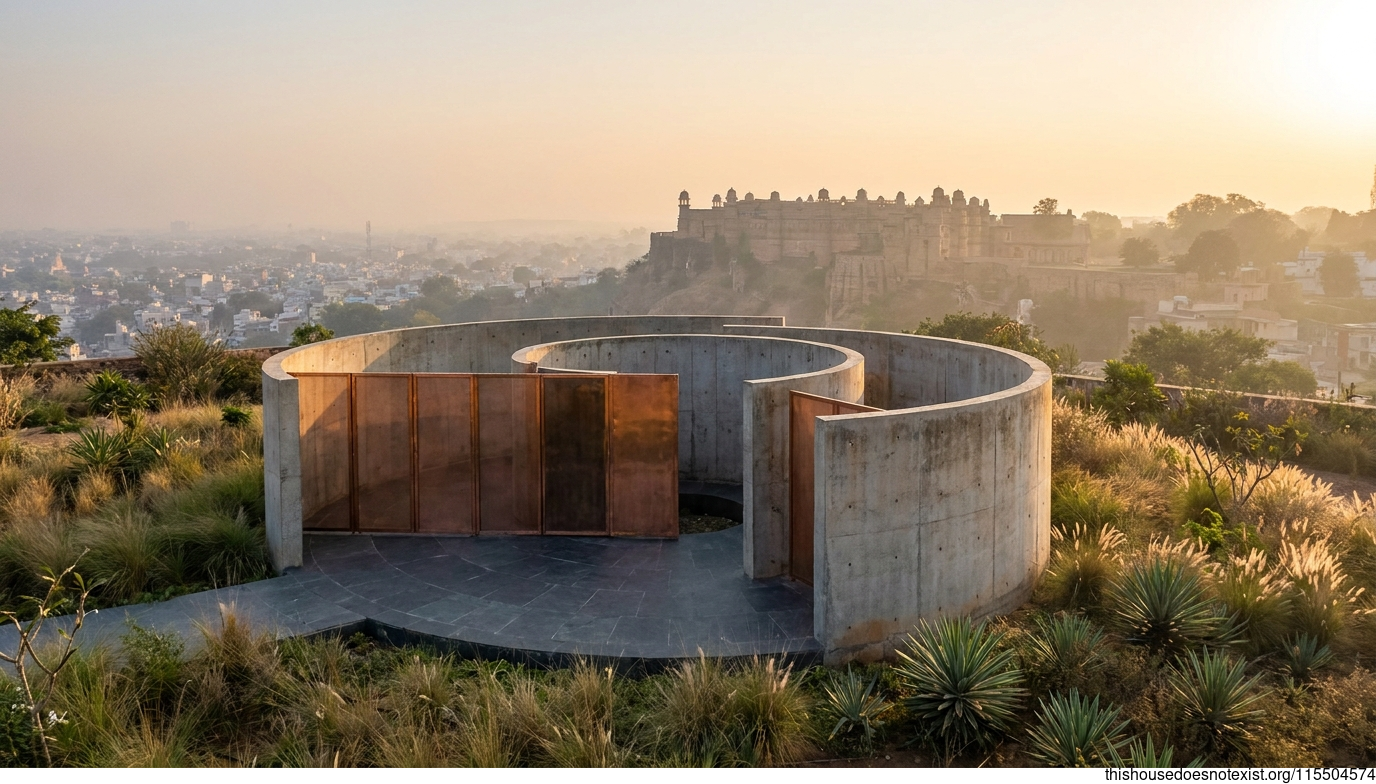 Modern Circular Concrete Garden, Gwalior