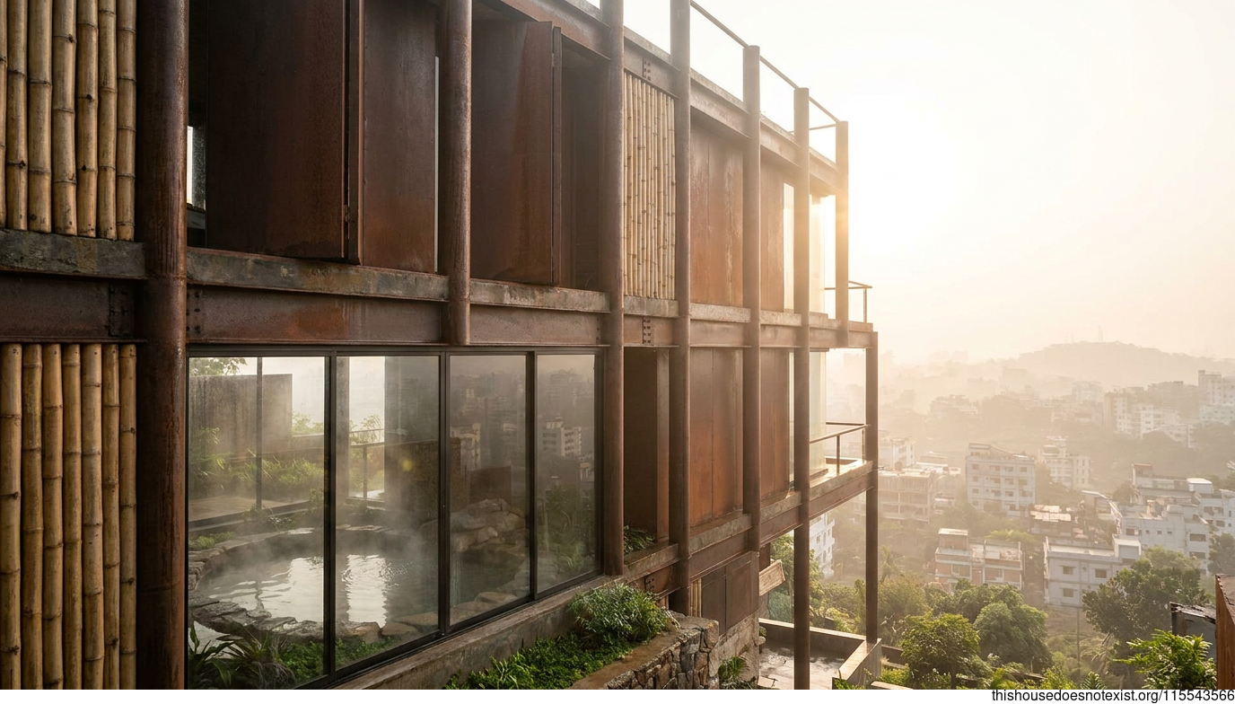 Brutalist Corten Steel Sunrise in Chittagong