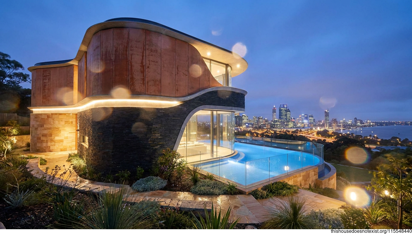 Futuristic Curved Terracotta Nightscape