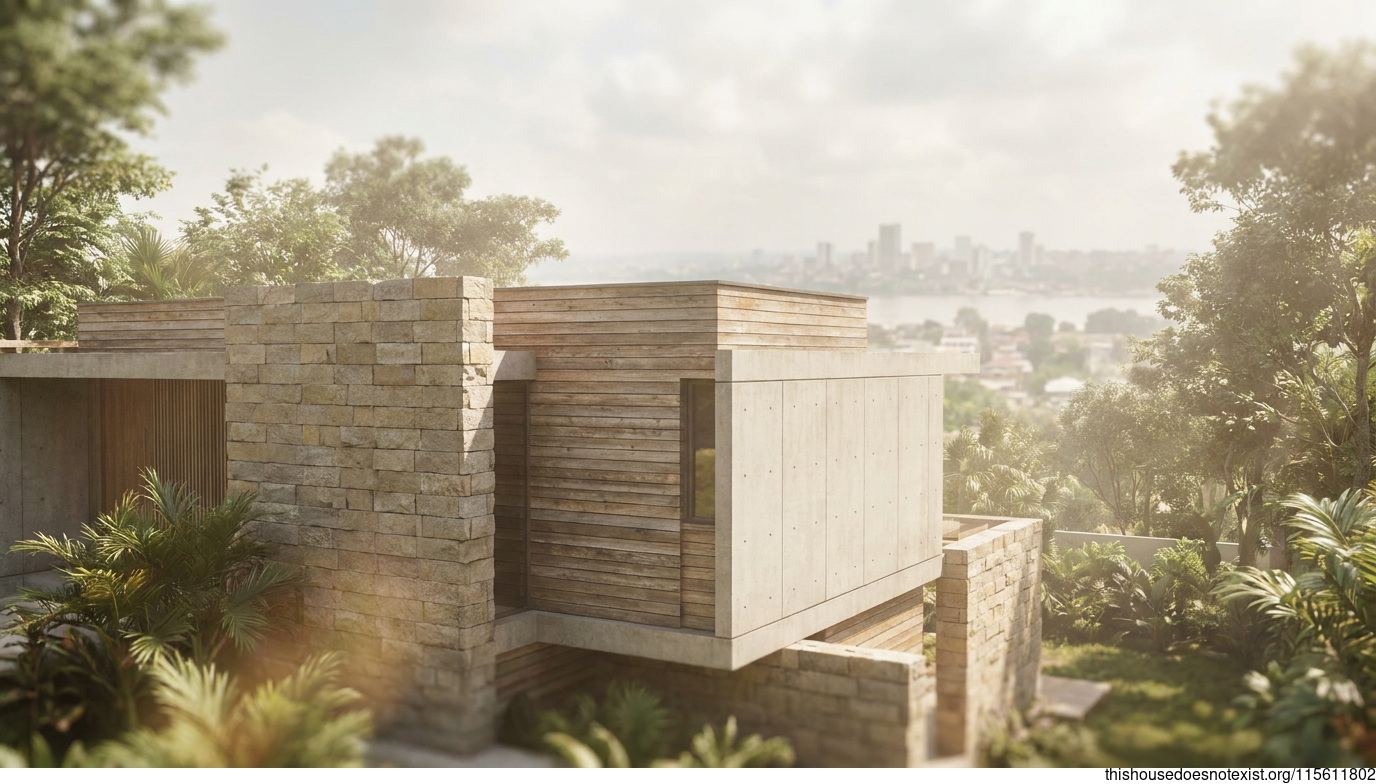 Modern Kinshasa Stone Cedar Home