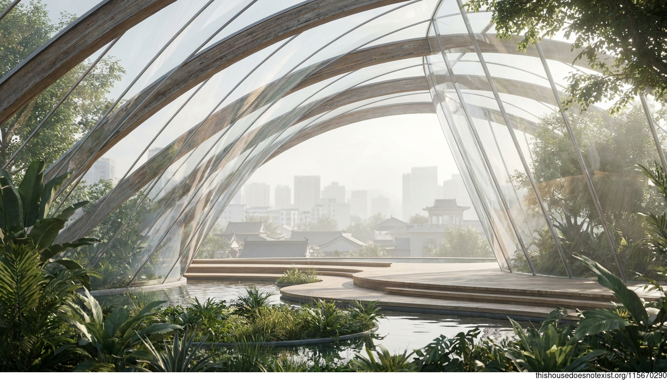 Futuristic Nanyang Cedar Glass Garden