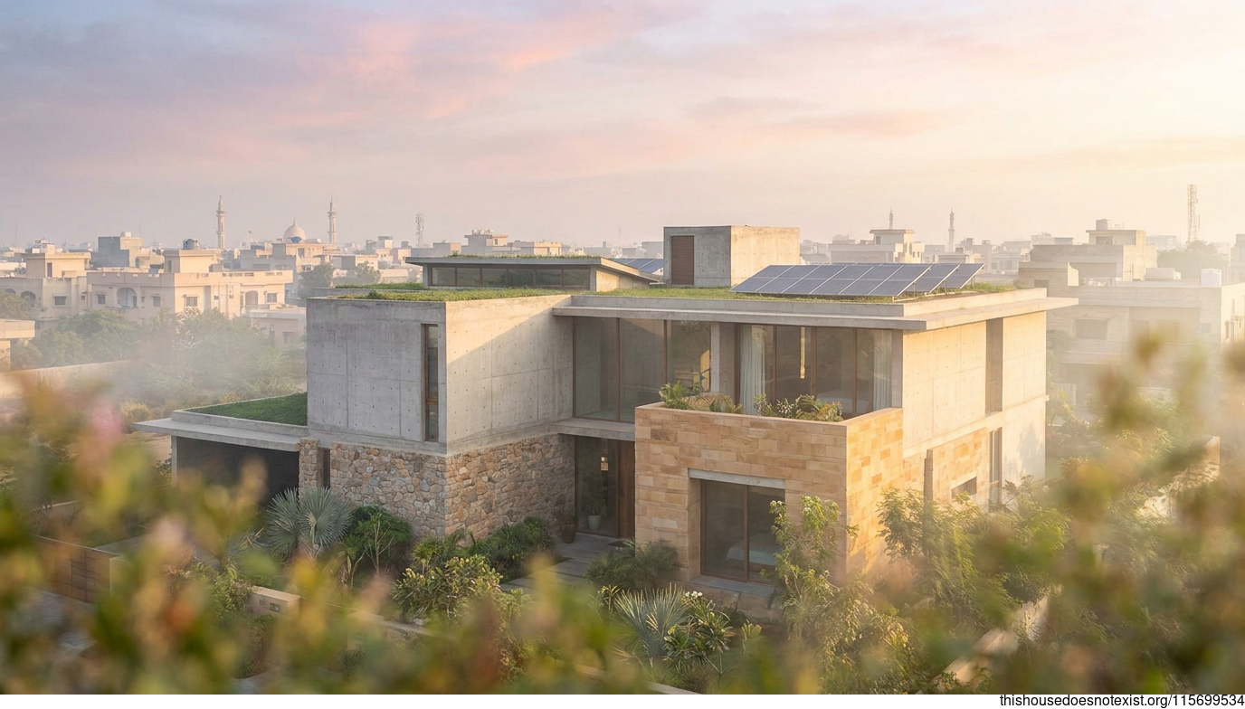 Modern Karachi Eco-Concrete Sunrise