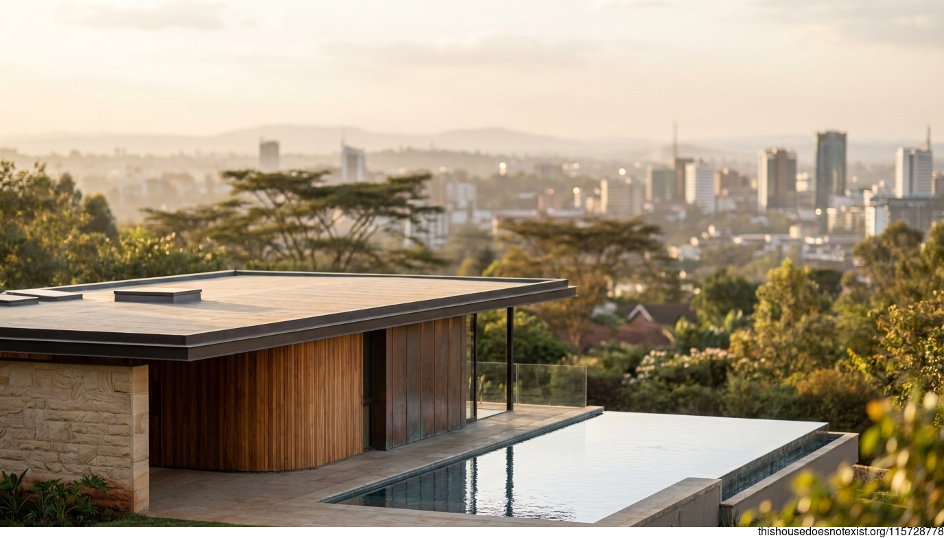 Curved Cedar Minimalist Home in Nairobi