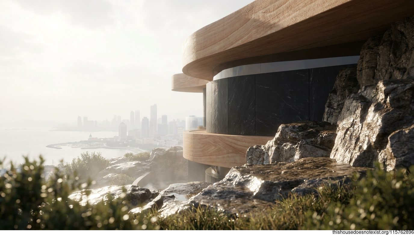 Futuristic Curved Sandstone Villa, Yantai