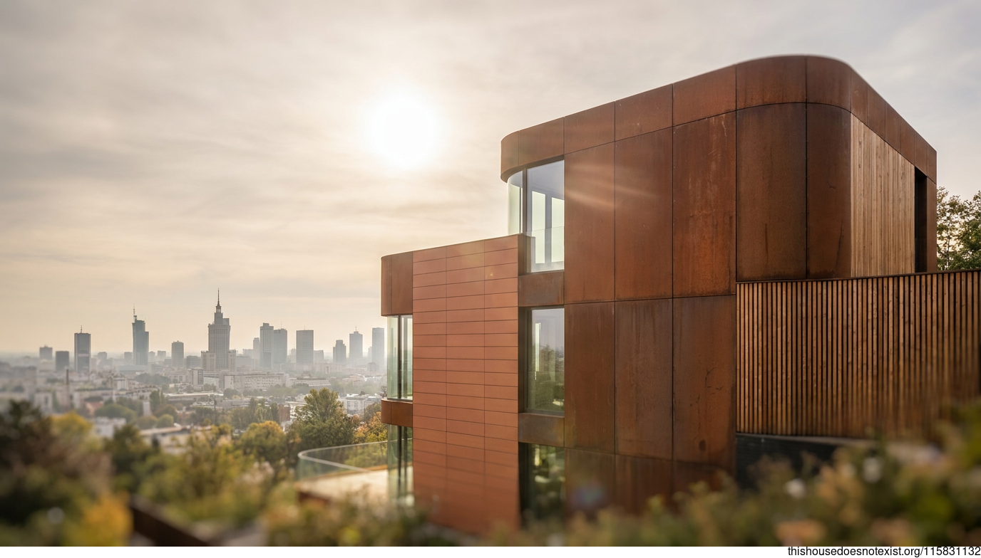 Futuristic Corten and Cedar in Warsaw