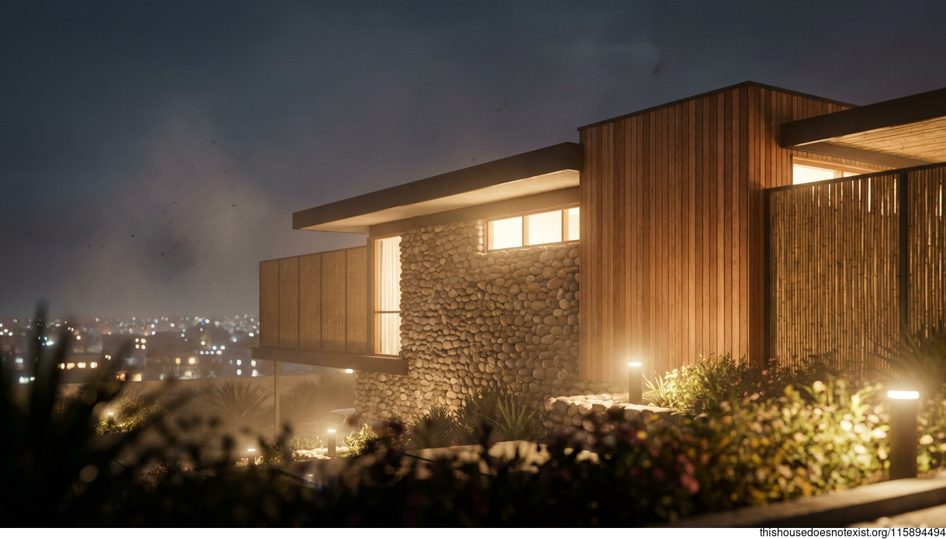 Mid-Century Basra Stone House Night