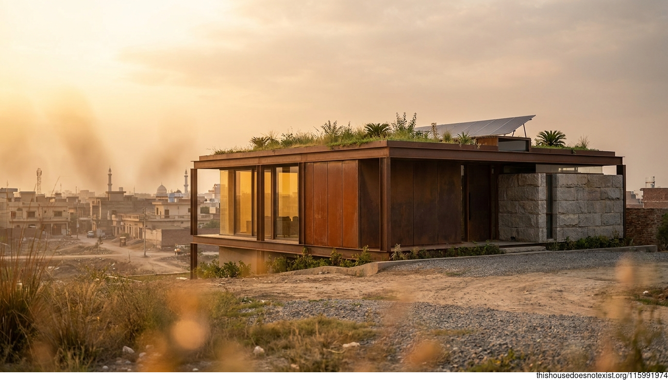 Minimalist Corten Steel Sunset Home