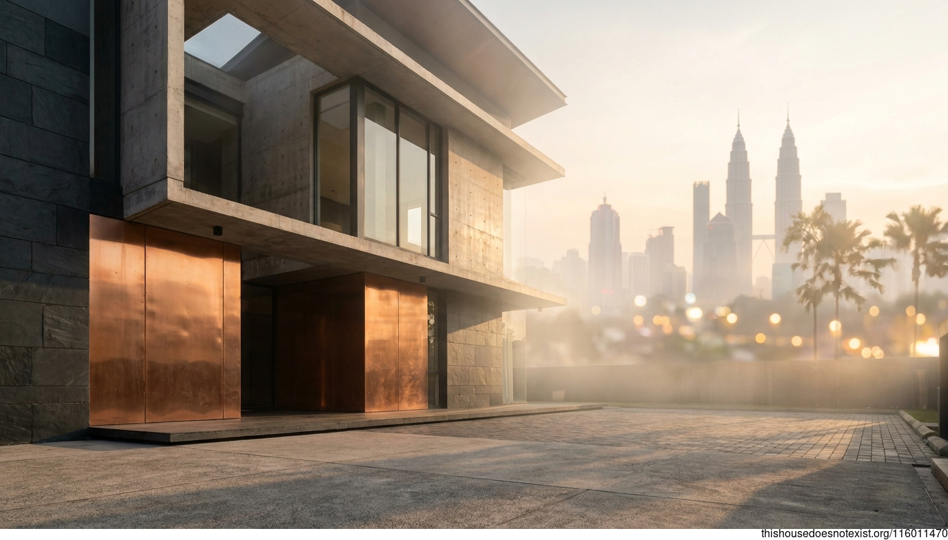 Brutalist Concrete Home at Kuala Lumpur Sunset