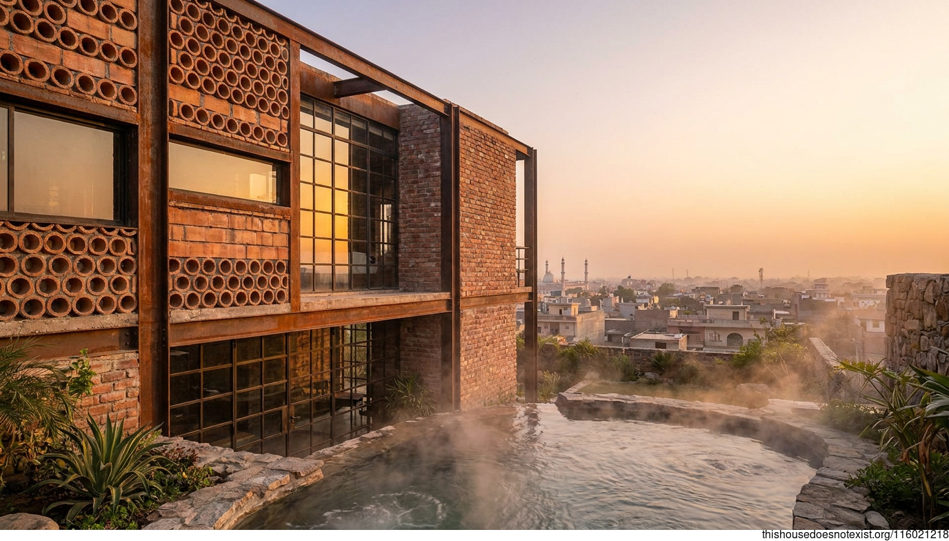 Modern Industrial Terracotta Home in Peshawar