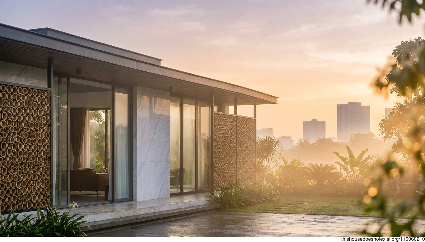 Mid-Century Modern Bamboo Sunrise in Vietnam