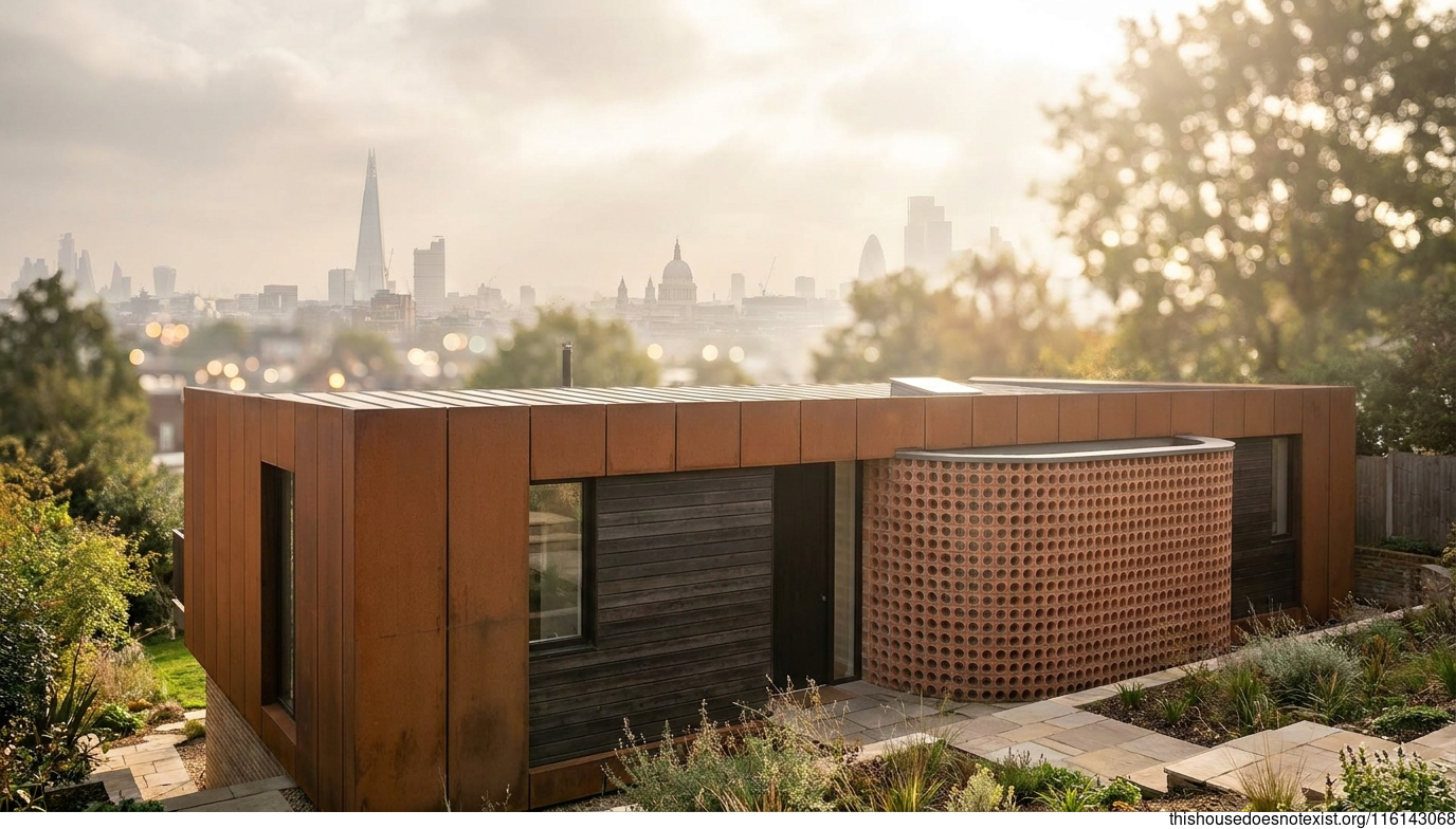 Mid-Century Terracotta Circular Steel House