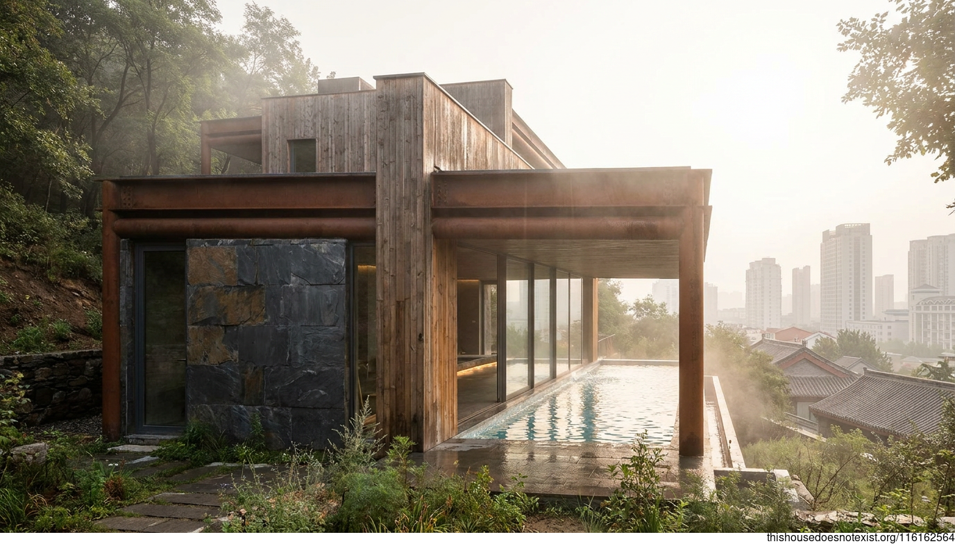 Modern Corten Home with Infinity Pool