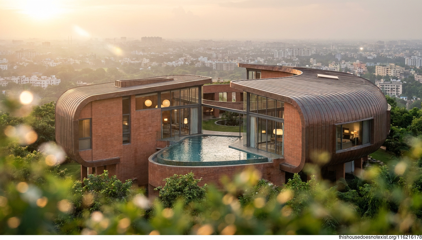 Curved Terracotta Sunset Retreat