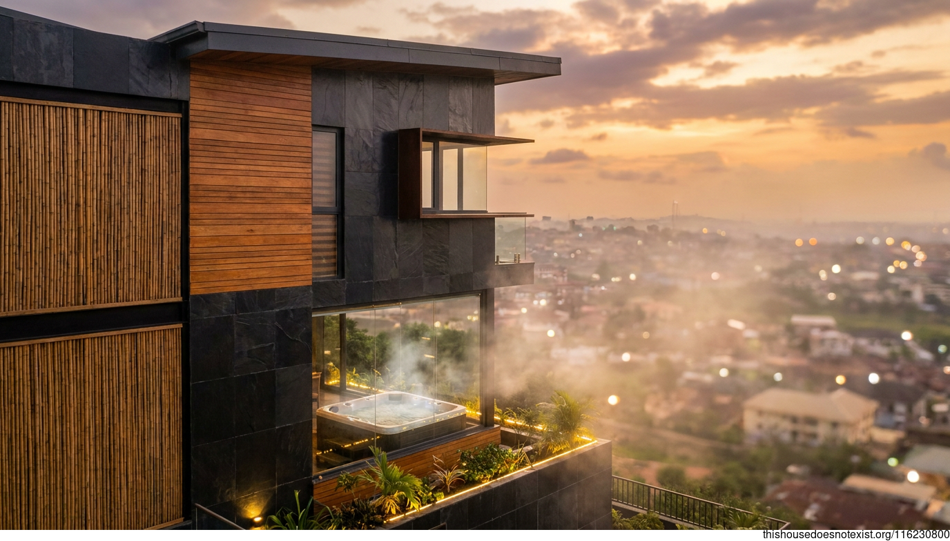 Eco Modern Slate House Benin Sunset