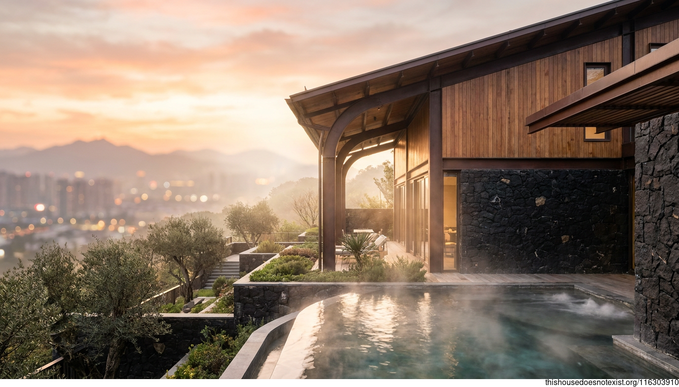 Modern Mediterranean Steel Home at Sunrise