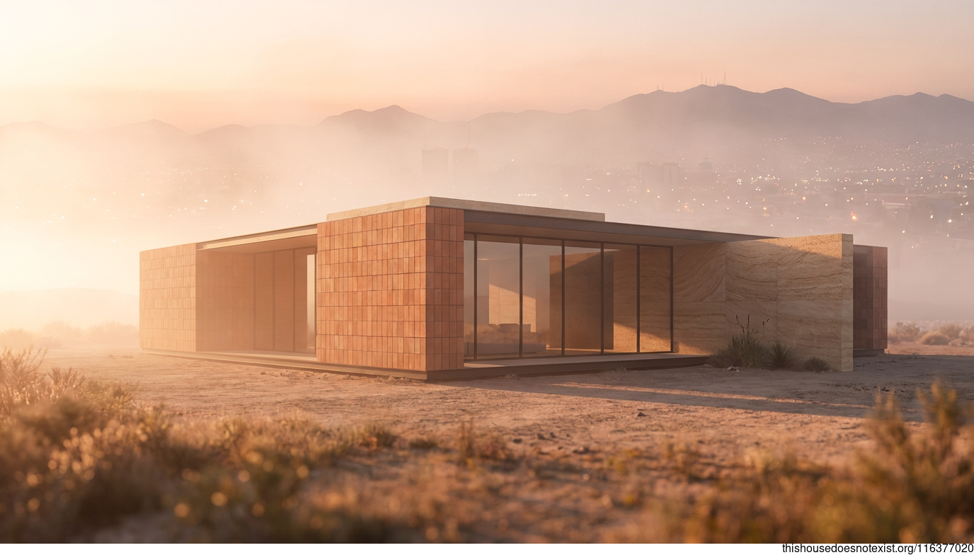 Futuristic Minimalist Terracotta Sunrise Home