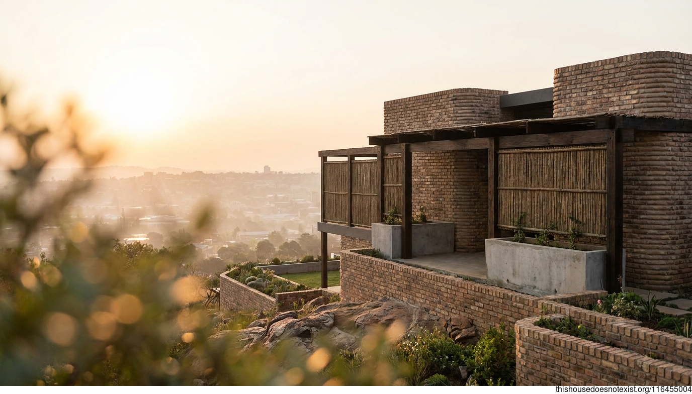 Brutalist Brick Sunrise House