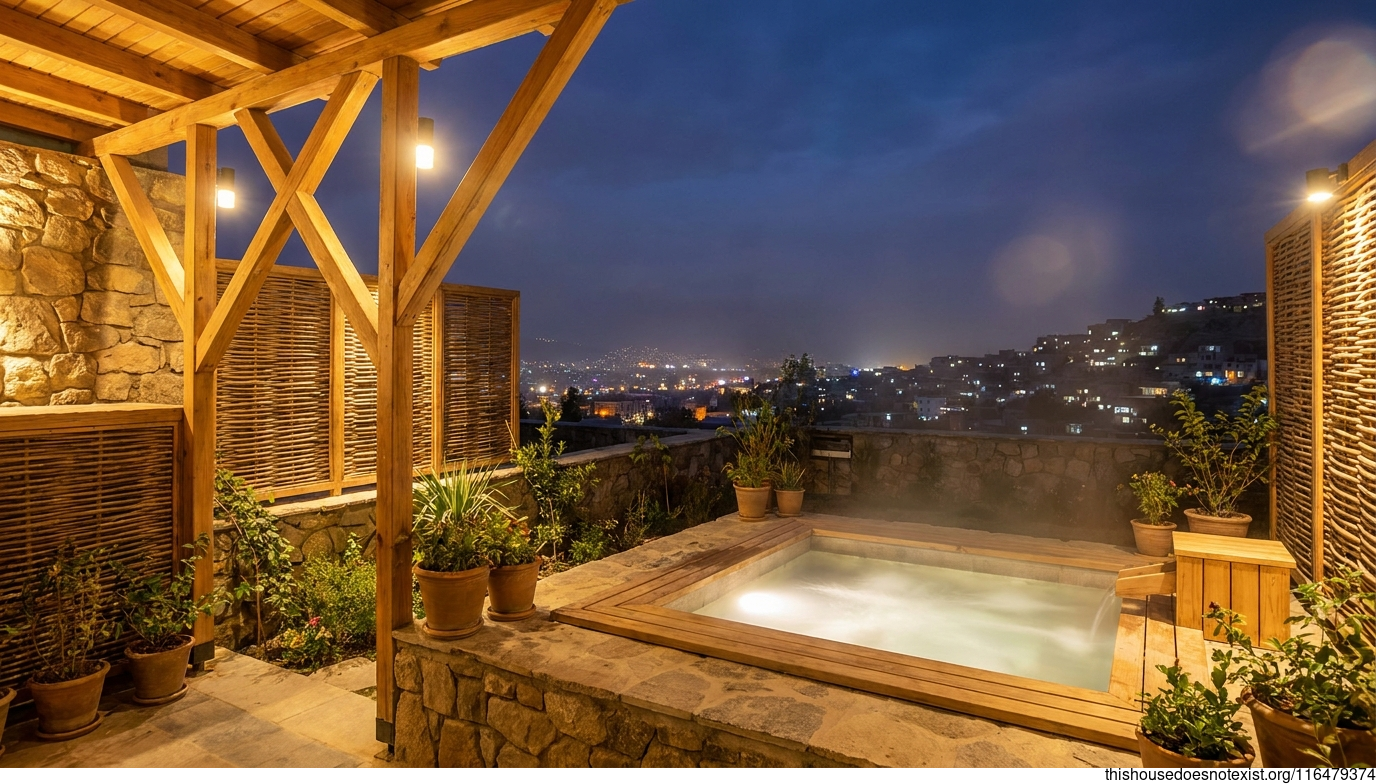 Modern Kabul Night Garden Jacuzzi