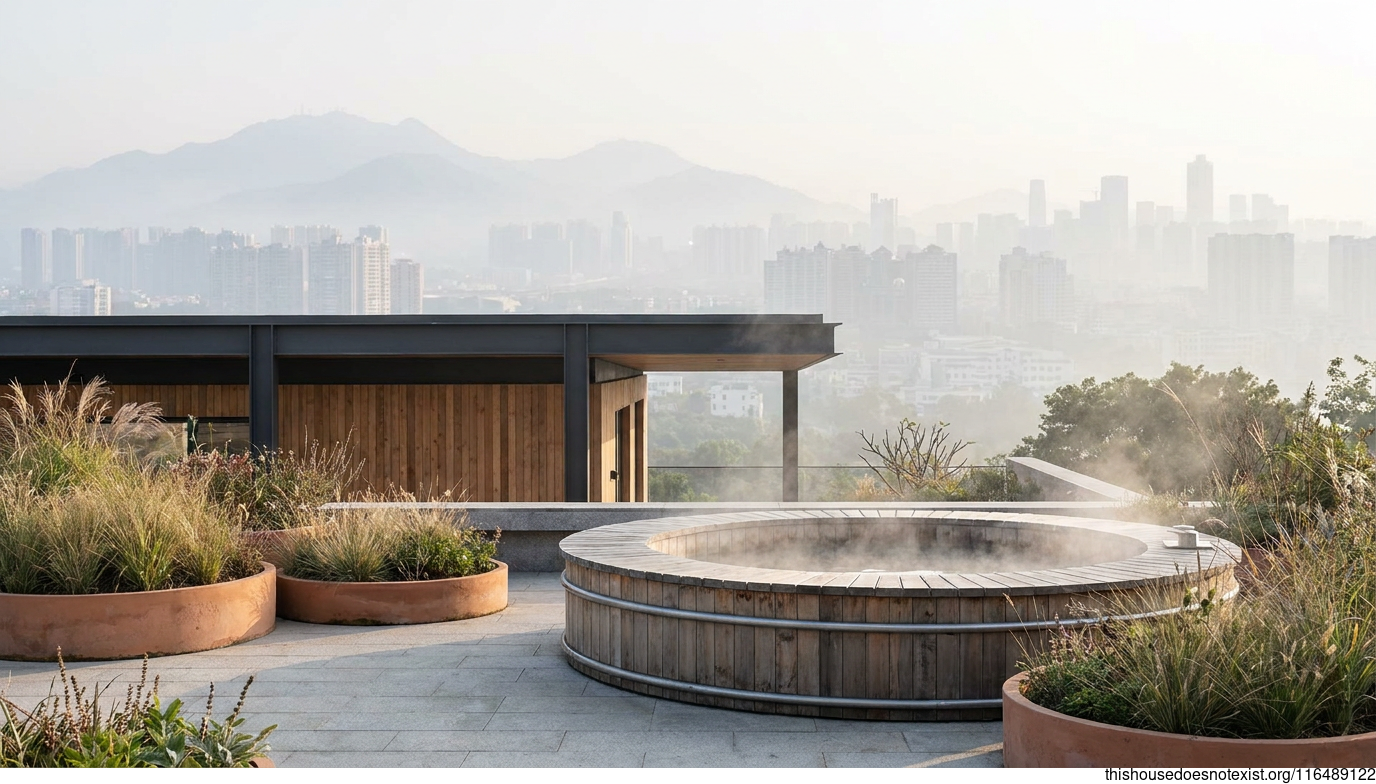 Modern Circular Terracotta Garden Retreat