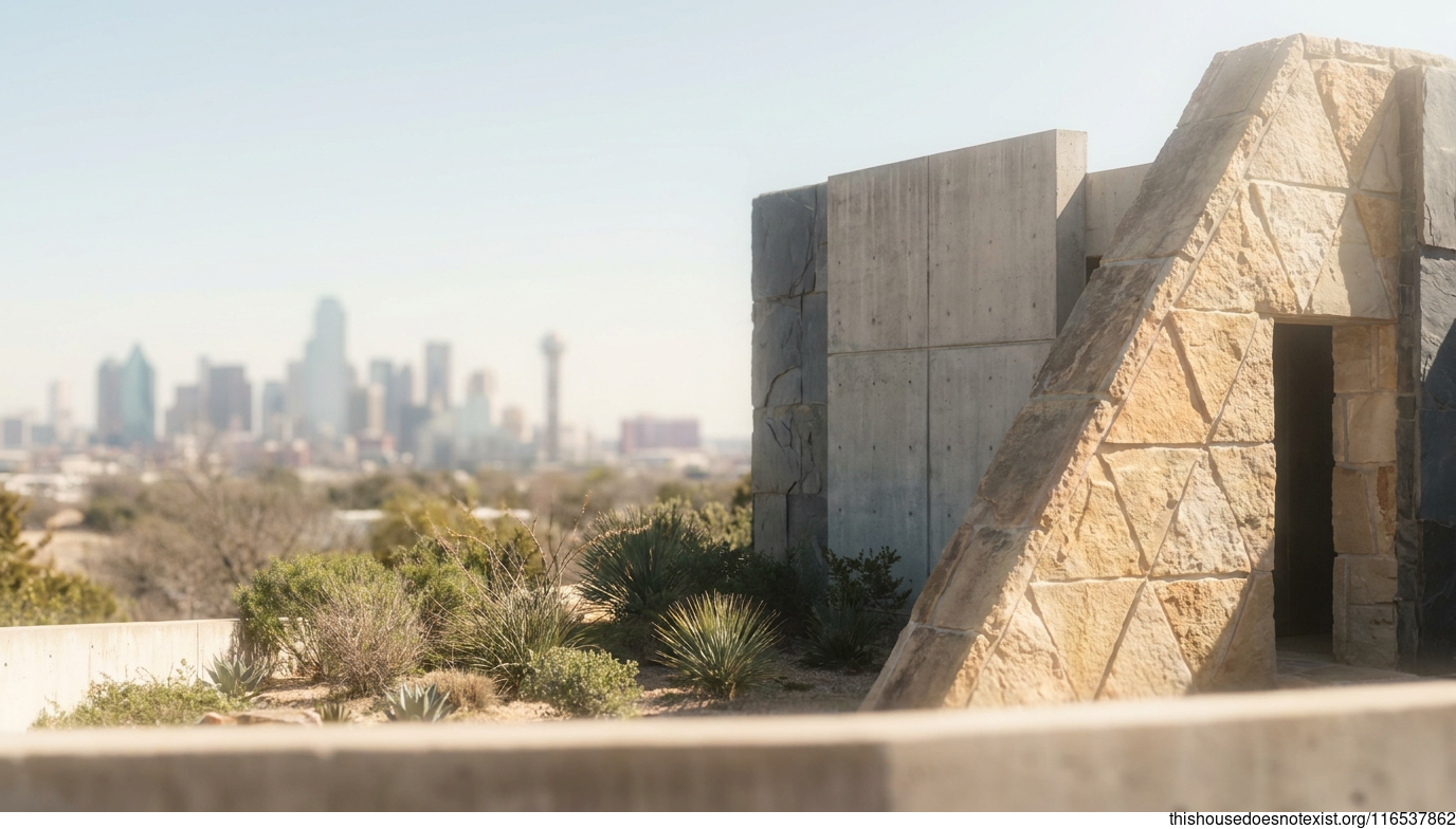 Brutalist Sandstone Triangle in Dallas
