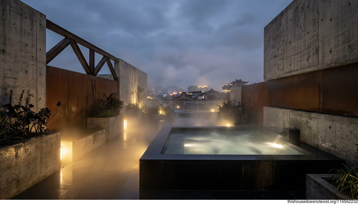Brutalist Quanzhou Concrete Night Garden