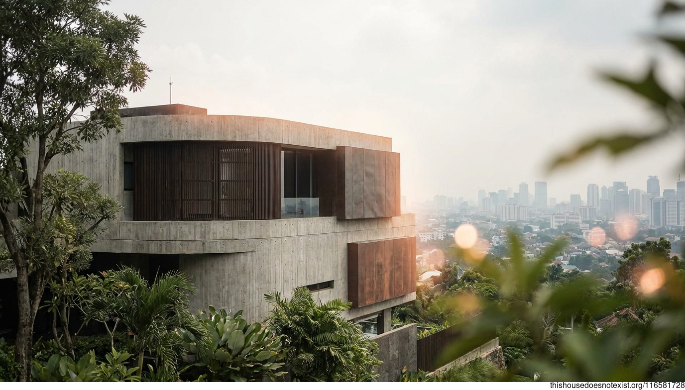 Brutalist Concrete Curves in Jakarta
