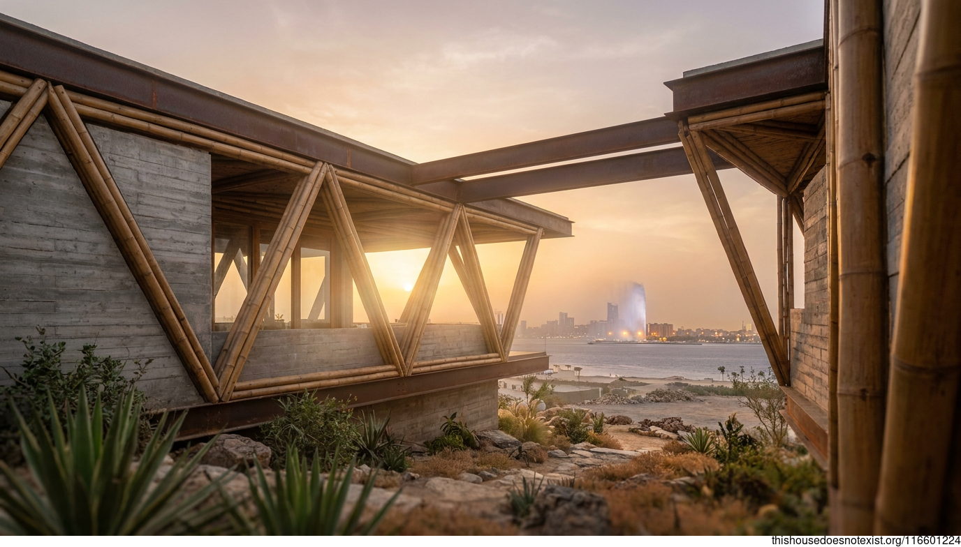 Triangular Bamboo Sunset House