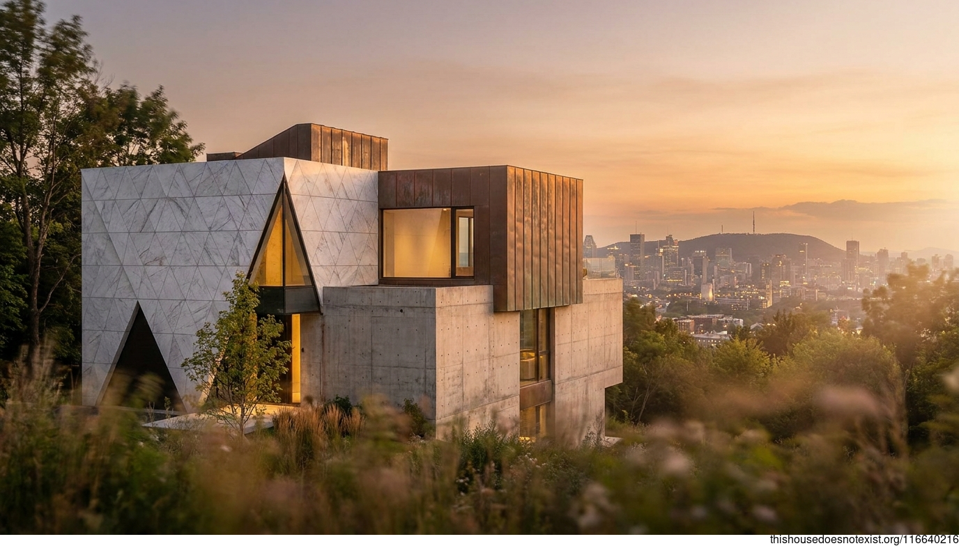 Triangular Modern Maximalist in Montreal Sunset