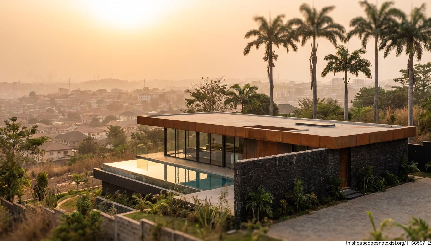 Modern Minimalist Corten Residence, Onitsha Sunset