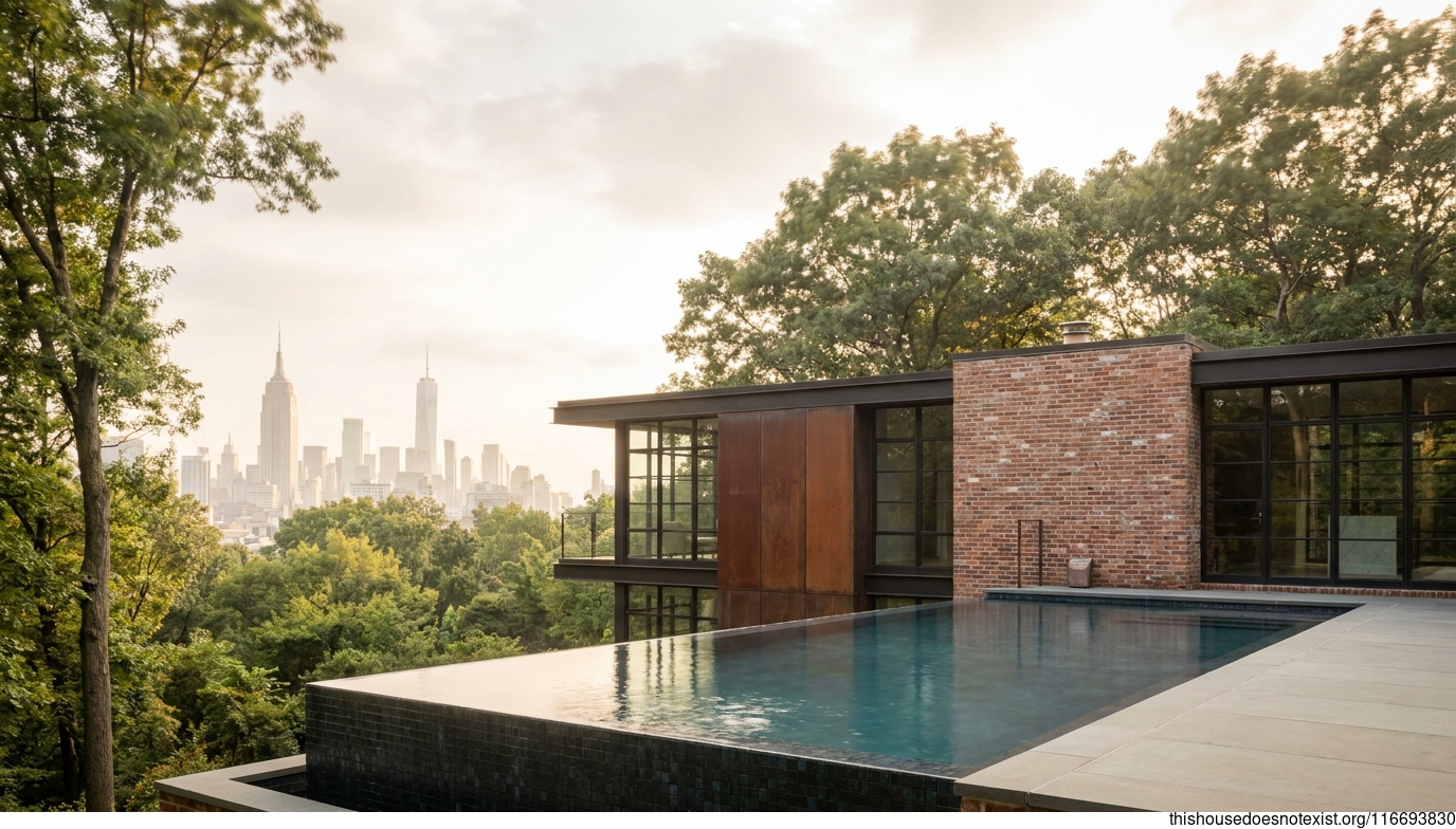 Mid-Century Manhattan Modern with Corten Steel Pool