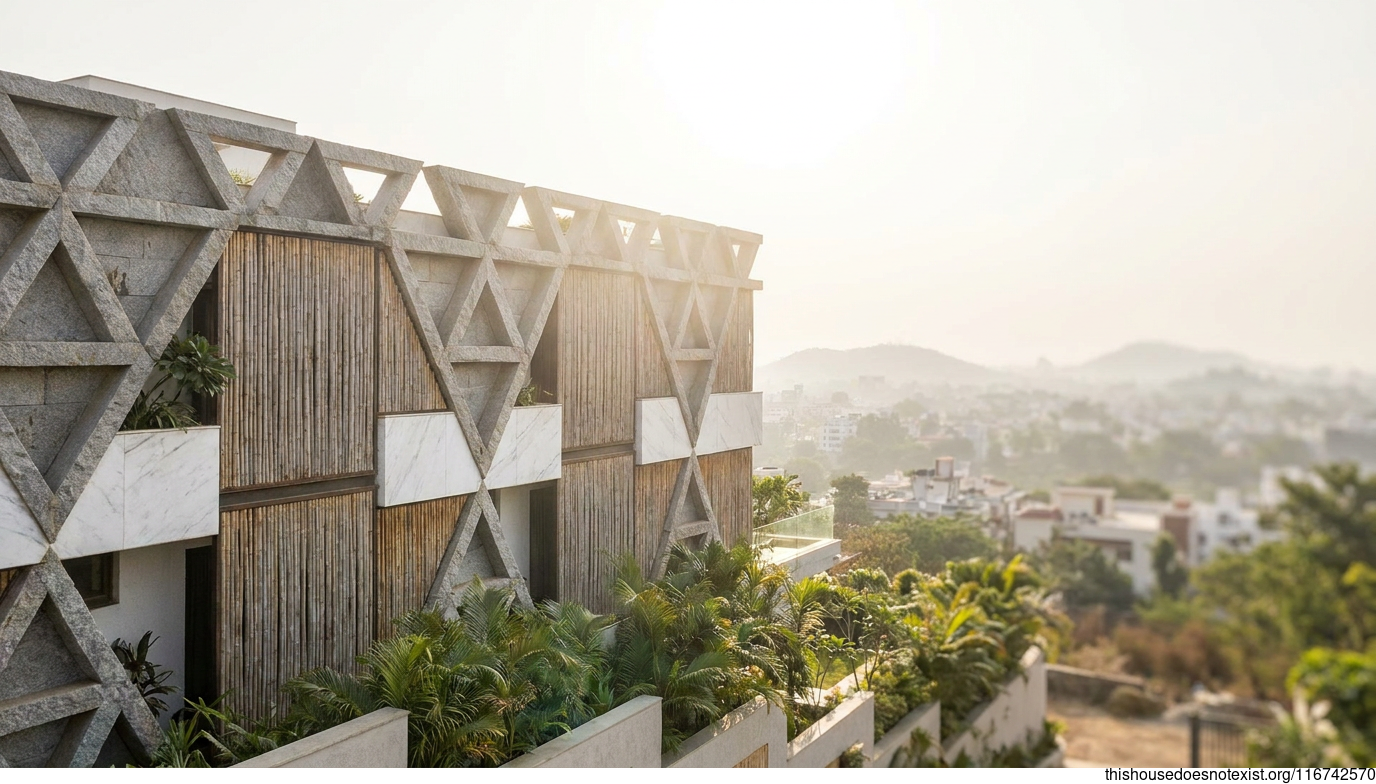 Modern Triangular Maximalist House Exterior