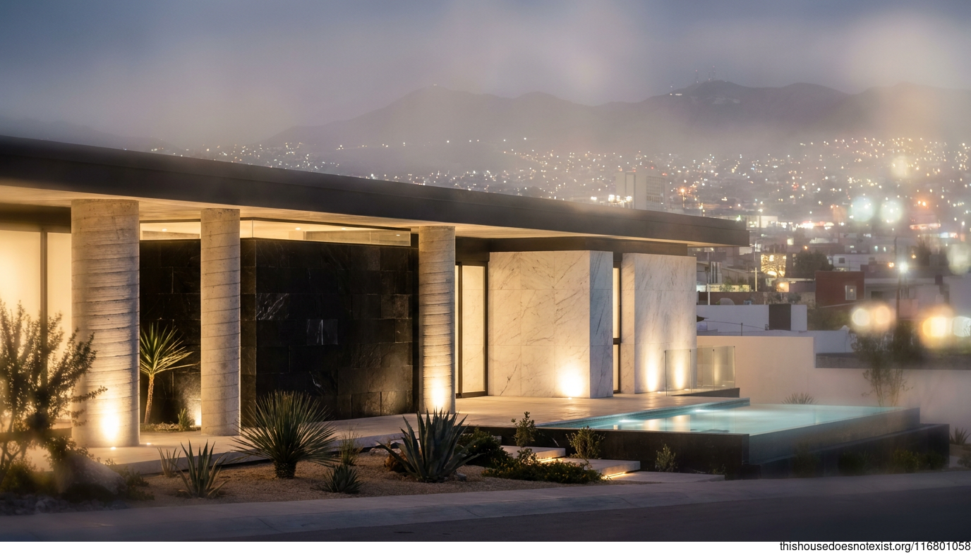 Modern Nordic Home in Juarez Nightscape