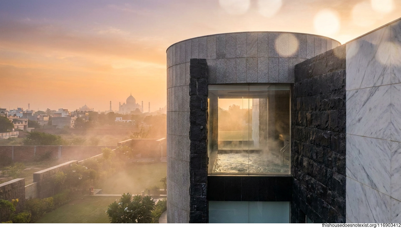 Modern Circular Stone Residence in Agra