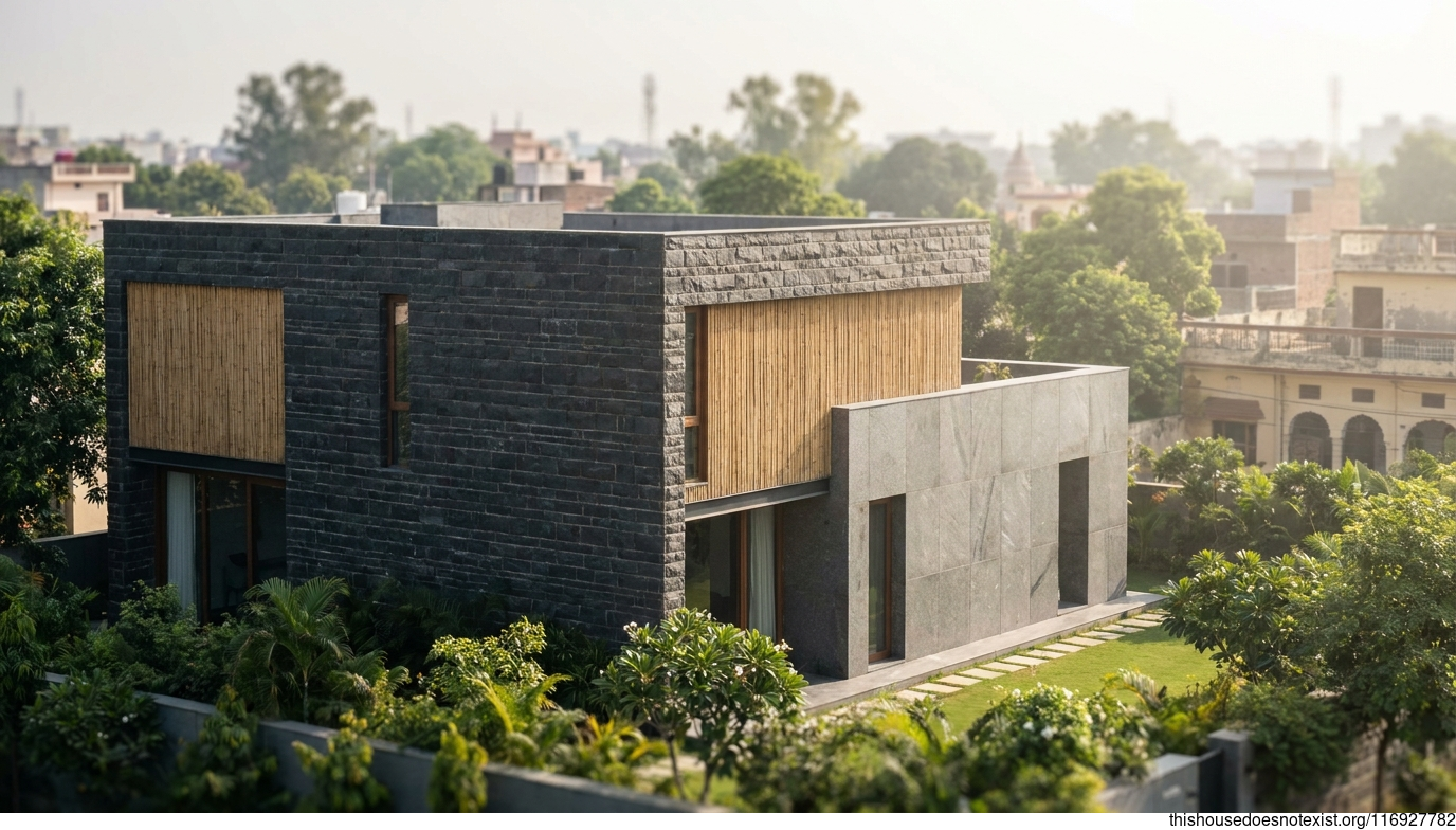 Minimalist Black Stone House in Meerut