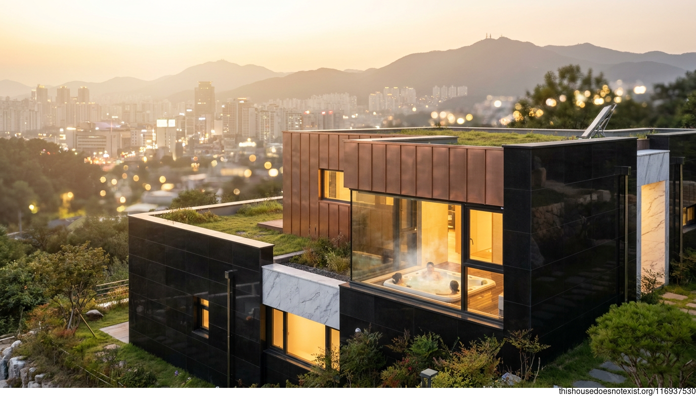 Polished Black Stone Sunset Retreat
