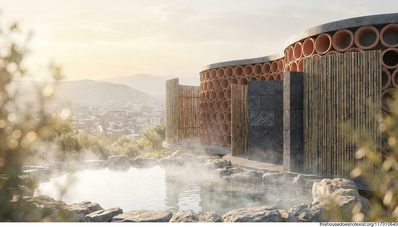 Futuristic Circular Terracotta Retreat, Tbilisi