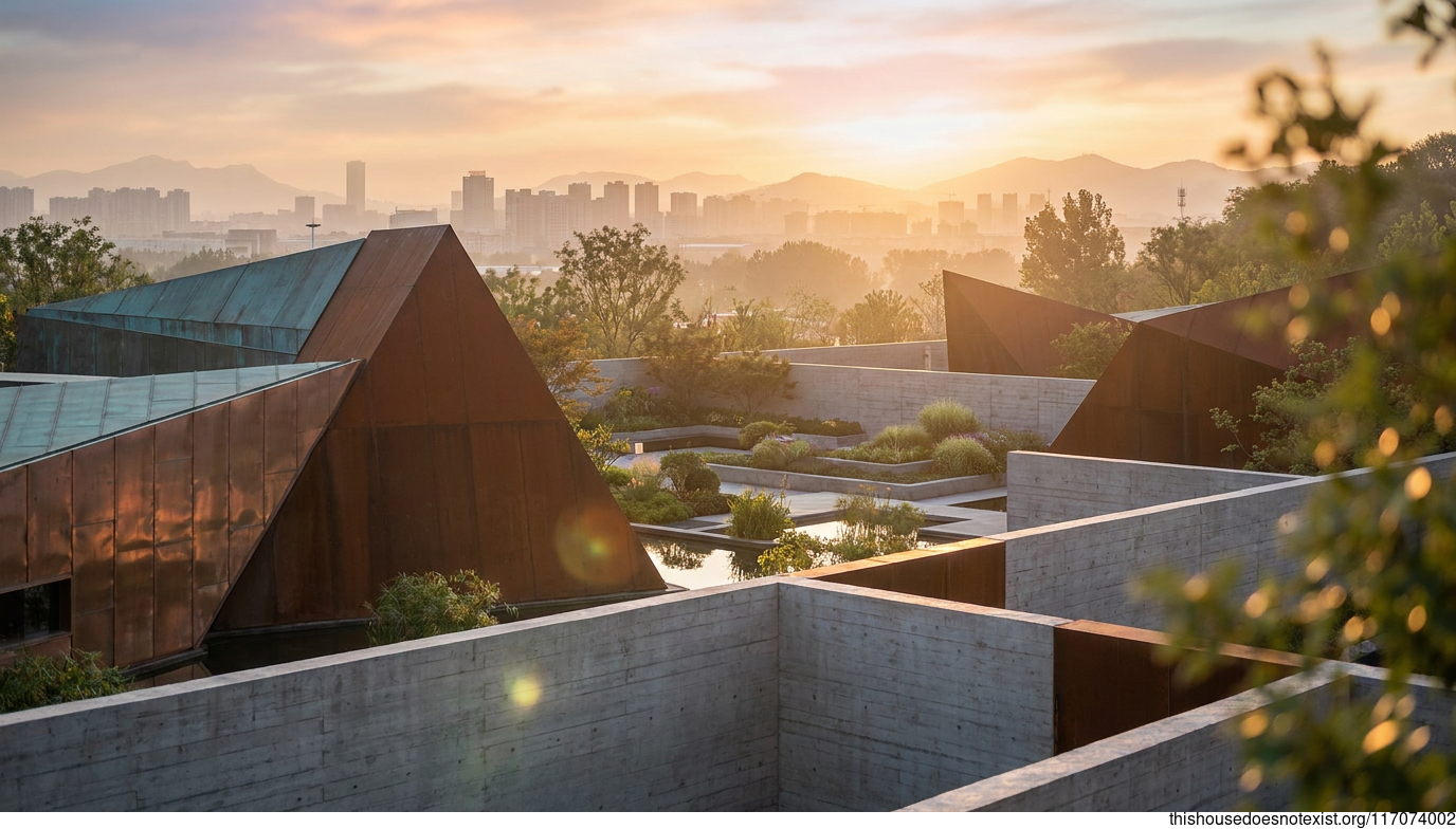 Triangular Corten Sunset Garden