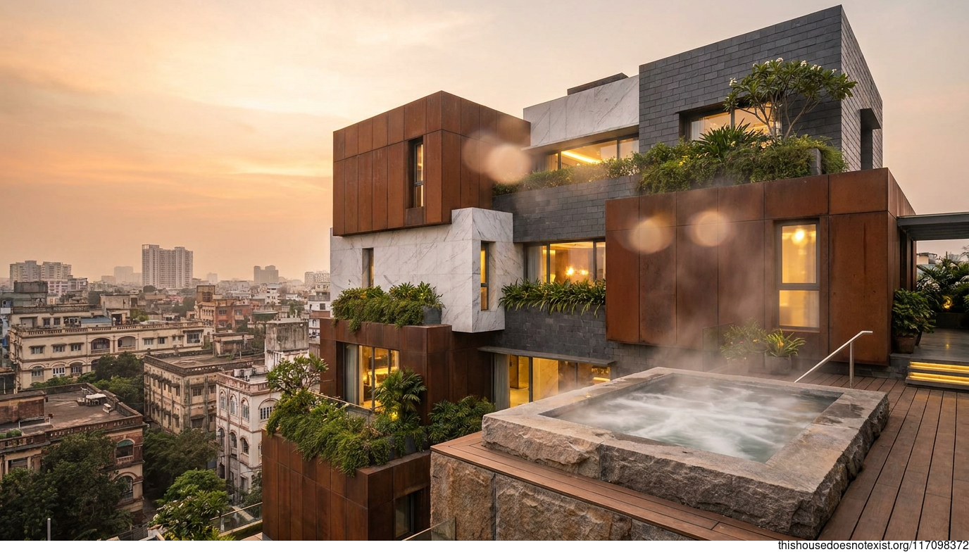 Corten, Marble & Sunset Jacuzzi
